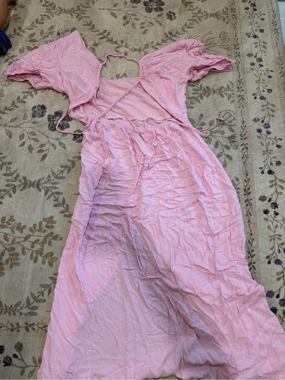 GB girls Pink Puff-Sleeve Maxi Chemise Dress